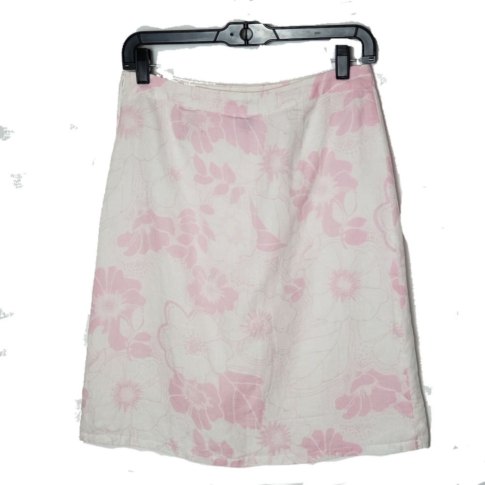 H&m Womens A Line Skirt White Pink Floral